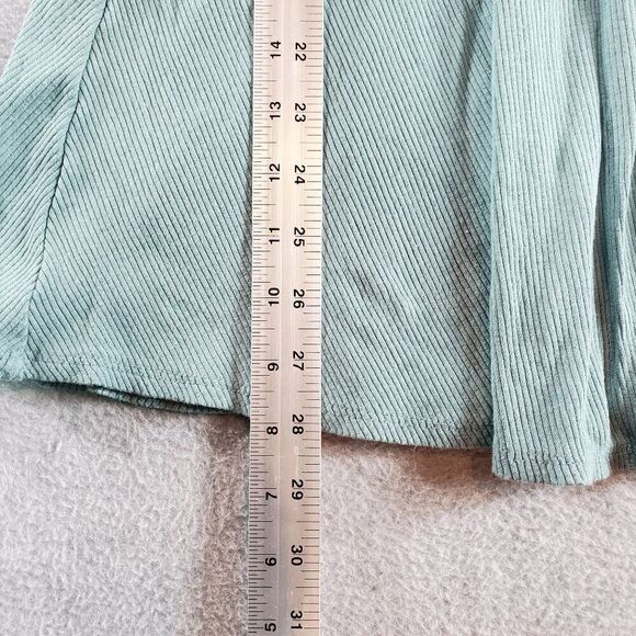 Soprano Dress Womens Medium Green Ribbed Mini Wrap Casual Short Sleeve Mock Neck - Picture 4 of 8